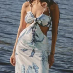 VESTIDO LARGO SEDA ALMA CELESTE