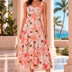 VESTIDO LARGO ESTAMPADO ALMA ROSA
